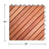 Outdoor Patio 12-Diagonal Slat Eucalyptus Interlocking Deck Tile (Set of 10 Tiles) - as Pic