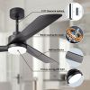 52 inch Ceiling Fan with Light, Modern Dimmable Ceiling Fan with 3 Reversible Blades, Remote Controls, for Indoor/Outdoor Patio Living Room Bedroom, B