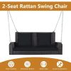 2-Person Patio Rattan Porch Swing with Cushions - Black