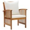 Patio Chairs with Cushions 2 pcs Solid Acacia Wood - Cream white