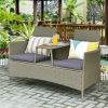 2-Person Patio Rattan Conversation Furniture Set with Coffee Table - as show