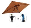 10 x 6.5t Rectangular Patio Solar LED Lighted Outdoor Market Umbrellas with Crank &amp; Push Button Tilt for Garden Shade Outside Swimming Pool RT - W