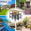 10-Piece Outdoor Patio Wicker Bar Set;  Garden PE Rattan Wicker Dining Table;  Square Stool Set;  Foldable Tabletop;  Acacia Wood Tabletop;  High-Dini