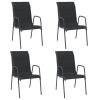 Patio Chairs 4 pcs Steel and Textilene Black - Black