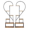 Artisasset 2pcs 6 Layers Half Heart Iron Wood Suitable For Garden Balcony Patio Lawn Home Decoration Plant Stand Flower Pot Stand Iron Flower Stand Bl