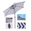 Outdoor Patio 8.7-Feet Market Table Umbrella with Push Button Tilt and Crank, Red Stripes With 24 LED Lights[Umbrella Base is not Included] RT - Blue/