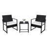 Free shipping 3 Pieces Patio Set Outdoor Wicker Patio Furniture Sets Modern Bistro Set Rattan Chair Conversation Sets with Coffee Table for Yard and B