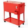 Outdoor Patio Party Rolling Steel Construction 80 Quart Bar Cooler - Red - Beverage Cooler Bar Table