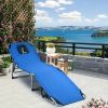 Folding Chaise Lounge Chair Bed Adjustable Outdoor Patio Beach - Blue