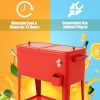 Outdoor Patio Party Rolling Steel Construction 80 Quart Bar Cooler - Red - Beverage Cooler Bar Table