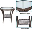 Outdoor Side Table;  Indoor Outdoor Glass Top Wicker Coffee Bistro Table;  All-Weather Patio Square Storage End Table;  Aluminum Frame;  20''x 20''x20