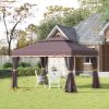 10ft x 13ft Patio Gazebo-Coffee-AS - as picture