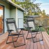 2 Pieces Patio Adjustable Folding Recliner Chairs with 7 Level Adjustable Backrest - Gray