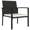 Patio Dining Chairs 2 pcs Poly Rattan Black - Black