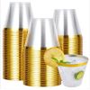 10/50/100pcs Gold Plastic Cups Disposable Transparent Plastic Cup Wine Glass Champagne Cup Birthday Wedding Decor Party Supplies - Gold - 50pcs