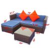 3 Piece Patio Sectional Wicker Rattan Outdoor Furniture Sofa Set - Blue