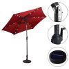 9 Feet Patio LED Solar Umbrella with Crank - Dark Red