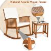 2 Pieces Acacia Wood Patio Rocking Chair Table Set - Teak