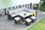 Direct Wicker 7-Piece Outdoor Rattan Wicker Sofa Rattan Patio Garden Furniture, Gray - Dark Color