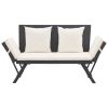 Patio Bench with Cushions 69.3" Black Poly Rattan - Black