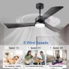 52 inch Ceiling Fan with Light, Modern Dimmable Ceiling Fan with 3 Reversible Blades, Remote Controls, for Indoor/Outdoor Patio Living Room Bedroom, B