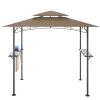 8x 5 FT Grill Gazebo Grill Canopy Double Tiered BBQ Gazebo Outdoor BBQ Canopy - khaki