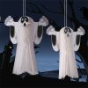 2 Pieces Halloween Hanging Ghost Flying Ghost Ornament for Tree Window Patio Lawn Garden Party Decor - White