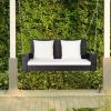 2-Person Patio Rattan Porch Swing with Cushions - White