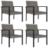 5 Piece Patio Dining Set Poly Rattan Gray - Grey