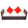 3 Piece Patio Sectional Wicker Rattan Outdoor Furniture Sofa Set - CR√àME