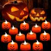 12/24pcs Halloween Pumpkin Candle Light Pumpkin Lantern Lamp Ornaments Ghost Festival Props Halloween Party Supplies Home Decor - 24pcs Type A - China