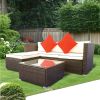 3 Piece Patio Sectional Wicker Rattan Outdoor Furniture Sofa Set - CR√àME