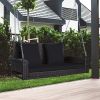 2-Person Patio Rattan Porch Swing with Cushions - Black