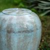 19.5x19.5x32.5" Heavy Outdoor Cement Fountain Antique Blue, Cute Unique Urn Design Water feature For Home Garden, Lawn, Deck & Patio - as Pic