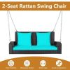 2-Person Patio Rattan Porch Swing with Cushions - Turquoise