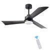 52 inch Ceiling Fan with Light, Modern Dimmable Ceiling Fan with 3 Reversible Blades, Remote Controls, for Indoor/Outdoor Patio Living Room Bedroom, B