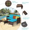 3 Pieces Outdoor Patio Corner Rattan Sofa Set - Turquoise