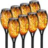 4/8/12pcs/pack Solar Outdoor Lights, 12LED Solar Torch Lights With Flickering Flame For Garden Decor, Mini IP65 Waterproof Landscape Flame Lights For