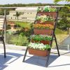 5-tier Vertical Garden Planter Box Elevated Raised Bed with 5 Container - Brown