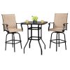 2pcs Wrought Iron Swivel Bar Chair Patio Swivel Bar Stools Black - as pic