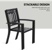 Outdoor Dining Chairs Set of 2 Stacking Patio Metal Arm Chairs for Garden, Yard, Lawn - 2 pieces