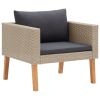 4 Piece Patio Lounge Set with Cushions Poly Rattan Beige - Beige