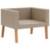 4 Piece Patio Lounge Set with Cushions Poly Rattan Beige - Beige