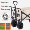 Folding Wagon Carts Collapsible Beach Wagon with Big Wheels for Sand 330lbs Capacity - Khaki