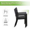 MEOOEM Stackable Metal Outdoor Dining Chairs Set of 2 Patio Bistro Chairs with Armrest Supports 300 LBS for Garden Poolside Backyard Classical Black -