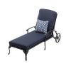 Chaise Lounge Outdoor Chair with Navy Blue Cushions, Aluminum Pool Side Sun Lounges with Wheels Adjustable Reclining, Patio Furniture Set - as Pic