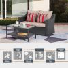 Patio Conversation Furniture Sets 1piece double sofa and 1piece rectangle coffee table - as Pic