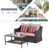 Patio Conversation Furniture Sets 1piece double sofa and 1piece rectangle coffee table - as Pic