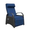 Outdoor Recliner Chair, PE Wicker Adjustable Reclining Lounge Chair and Removable Soft Cushion, with Modern Armchair and Ergonomic for Home, Sunbathin