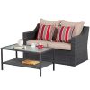 Patio Conversation Furniture Sets 1piece double sofa and 1piece rectangle coffee table - as Pic